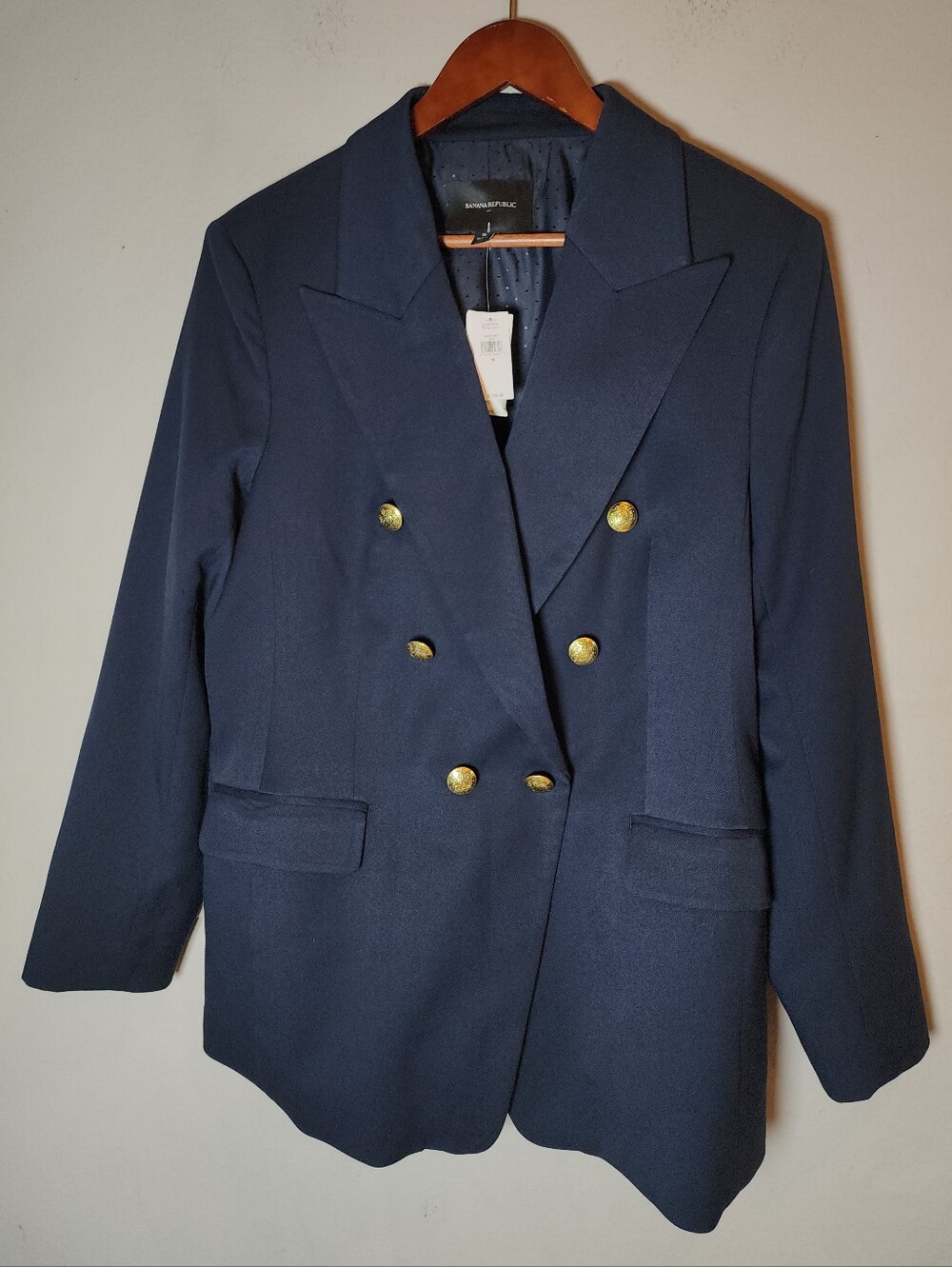 NWT Banana Republic Navy Blue Blazer Jacket Double Breasted Women's Size 16 - Picture 5 of 16